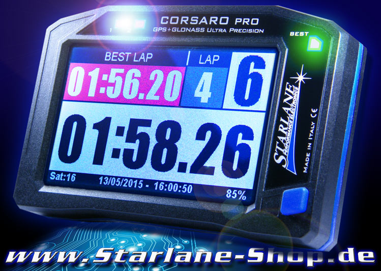 TWIN GPS Laptimer CORSARO PRO mit Farbdisplay und Touchscreen. In Vornereitung auf GLP Prüfung für VLN und Porsche Cup.